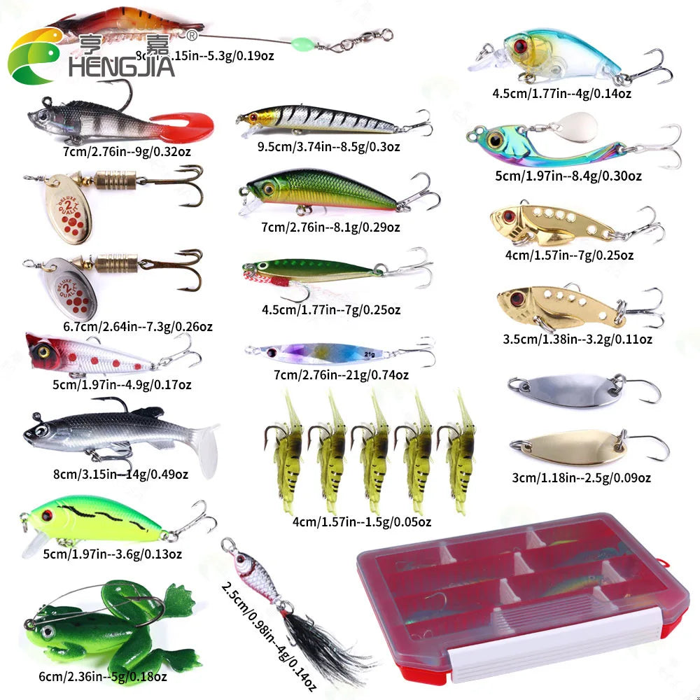 Lure bait set, biomimetic artificial bait, shiny spinnerbait, long-range hard bait, night fishing, specially designed for catchi