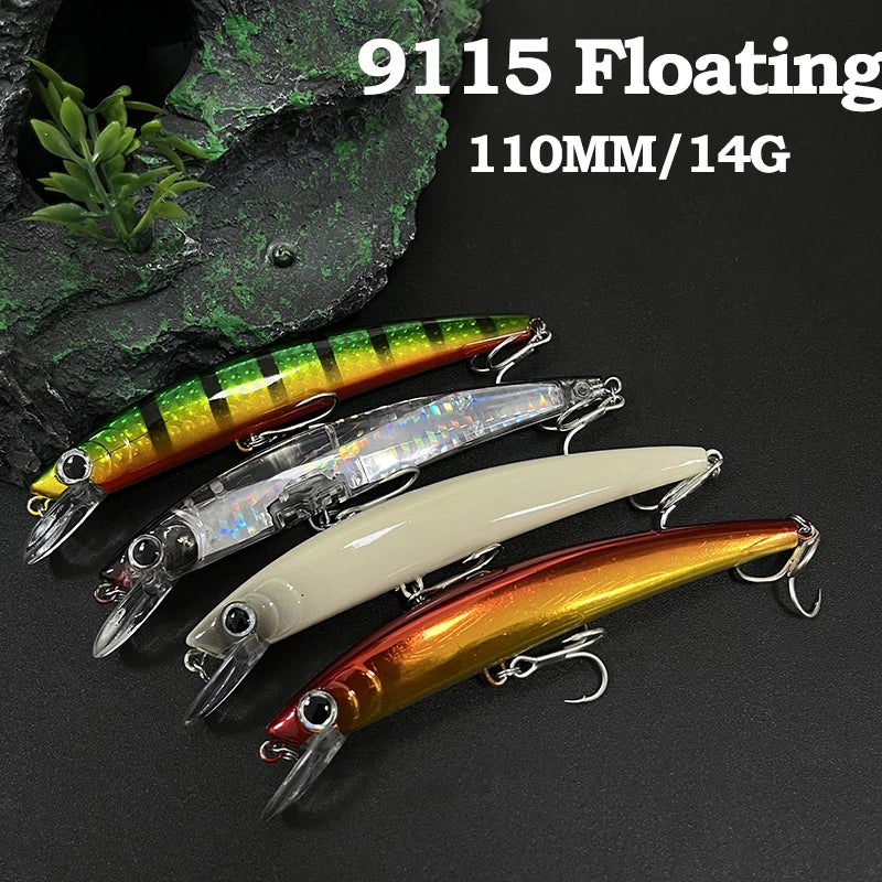 14g 110mm Floating Minnow Fishing Lures Cast Trolling Twitch Pesca Wobbler Artificial Bait Seawater Trout Bass Jerkbait Supplies