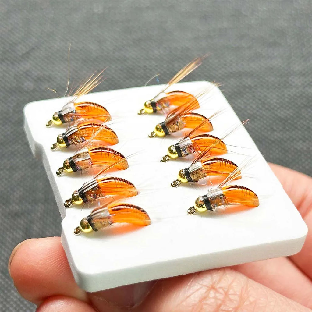 5/10Pcs Wet Flies Bait Fly Fishing for Bass Trout Pike Salmon Brass Head Caddis Nymph Fishing Bait Artificial Insect Lure