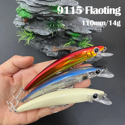 14g 110mm Floating Minnow Fishing Lures Cast Trolling Twitch Pesca Wobbler Artificial Bait Seawater Trout Bass Jerkbait Supplies