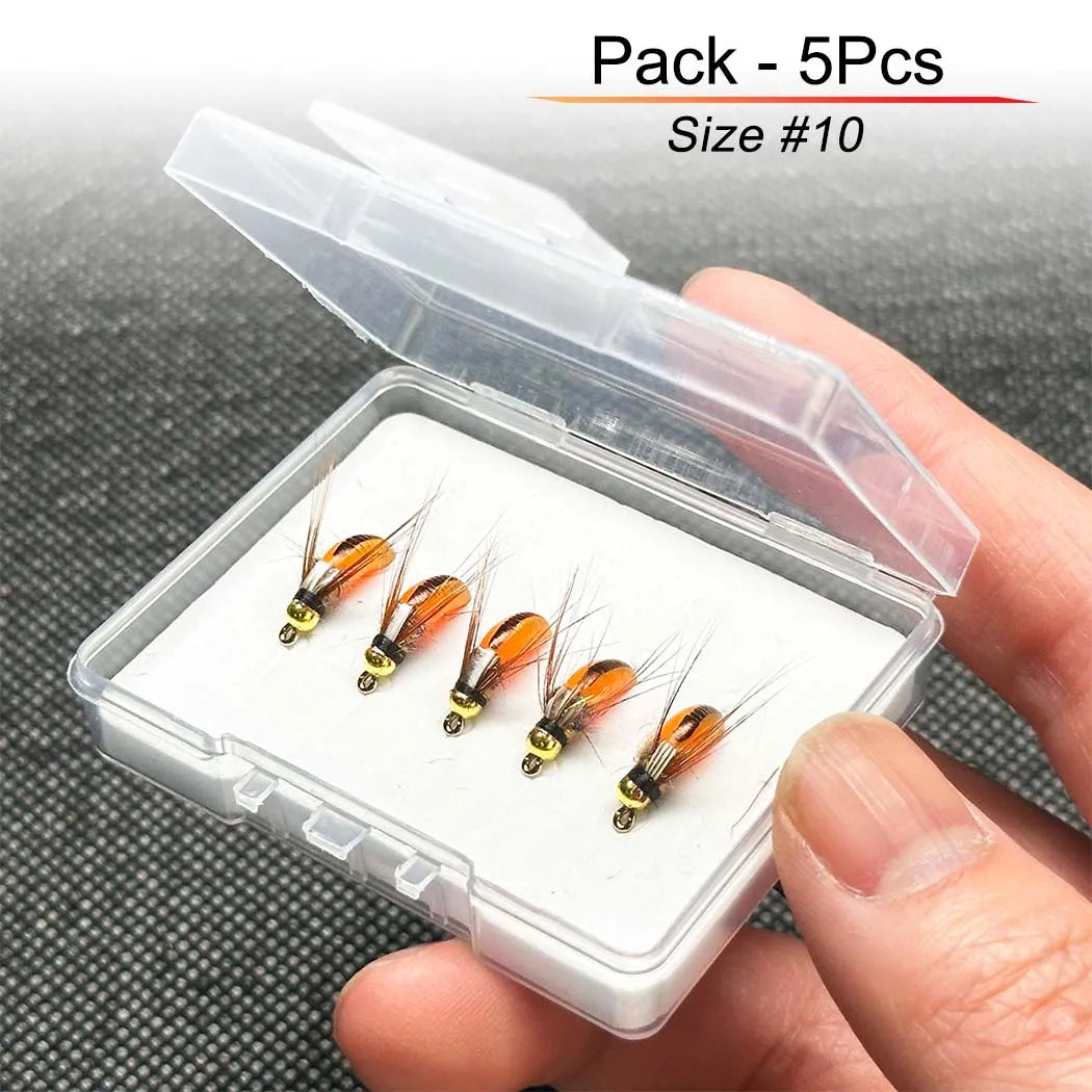 5/10Pcs Wet Flies Bait Fly Fishing for Bass Trout Pike Salmon Brass Head Caddis Nymph Fishing Bait Artificial Insect Lure